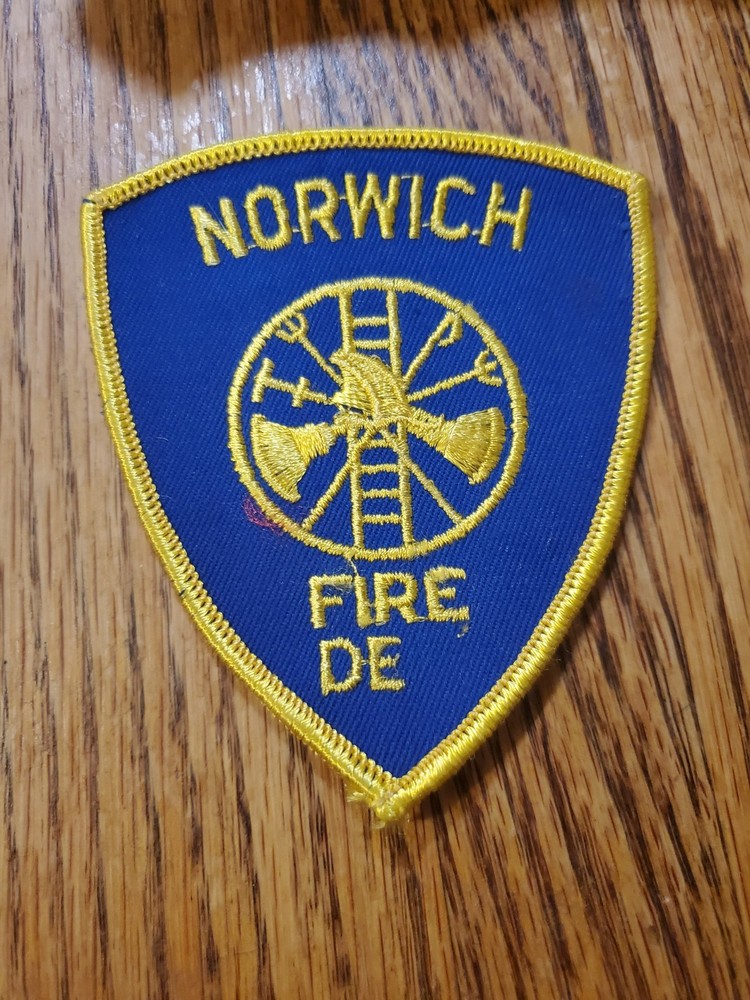 Vintage Norwich Fire Department embroidered patch. *error On Patch