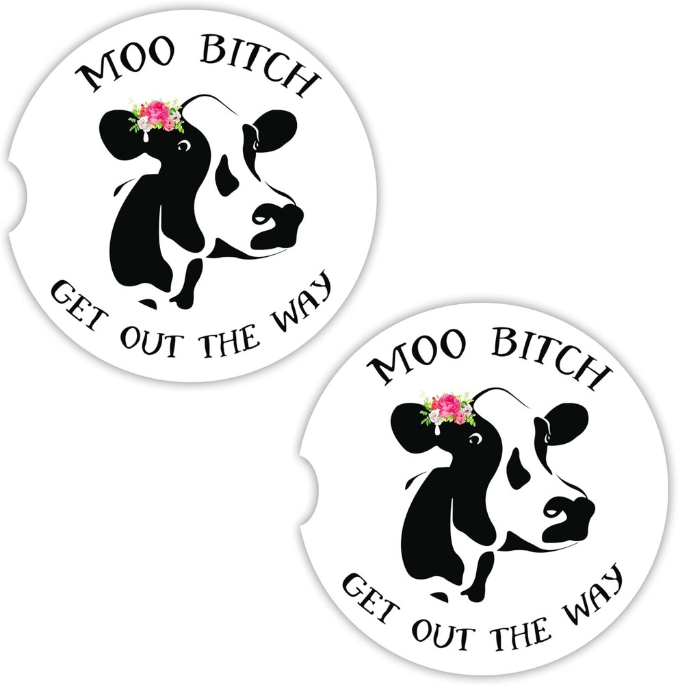 Cow Car Coasters for Cup Holders - 2 Pack, Cute Print Accessories