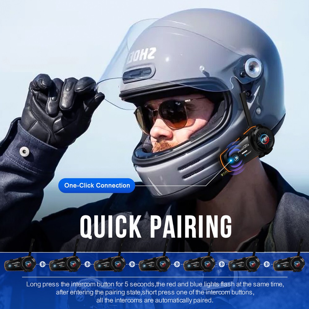 4x FX8 Pro Motorcycle Bluetooth Headset Helmet Intercom 10 Riders Communication