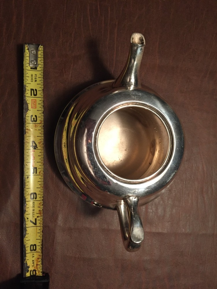 Vintage Crescent Silver Plate STACKING Teapot, Sugar Bowl, missing creamer