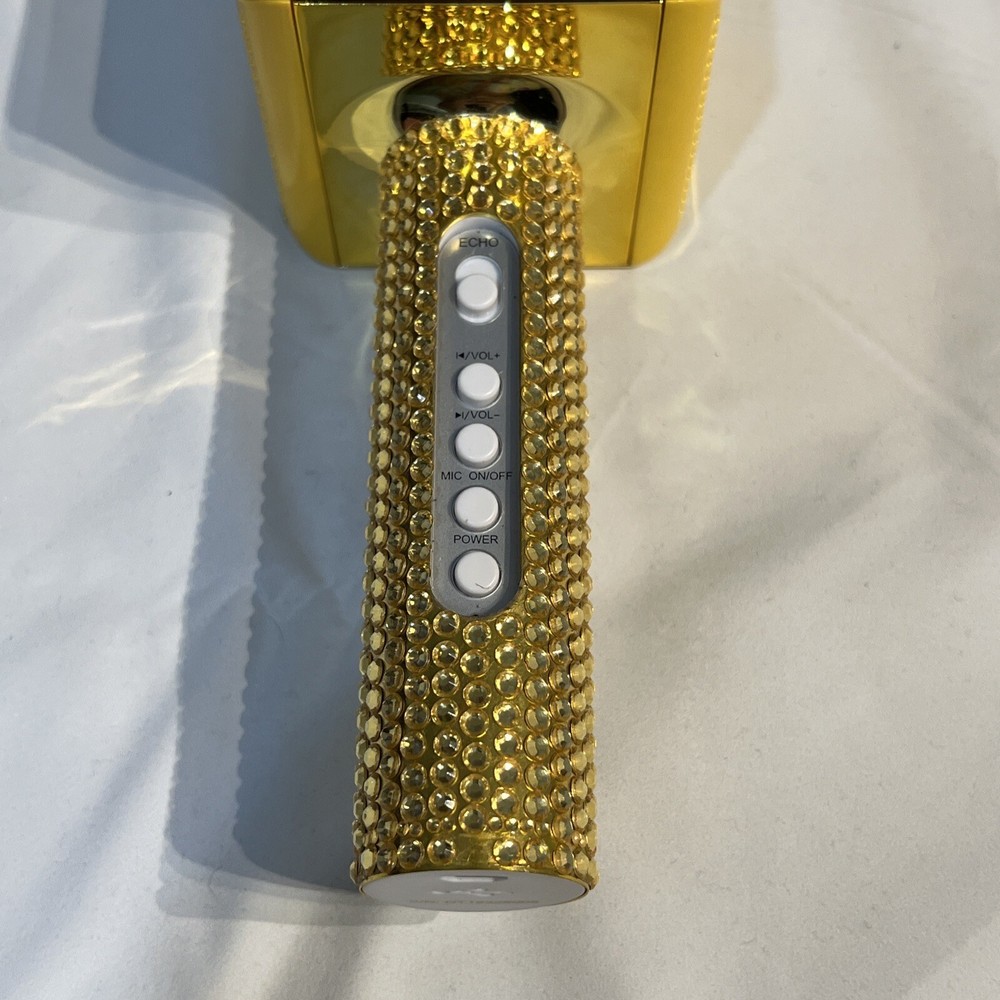 Pop Solo Wireless Bluetooth Karaoke Microphone & Speaker Gold Sparkle