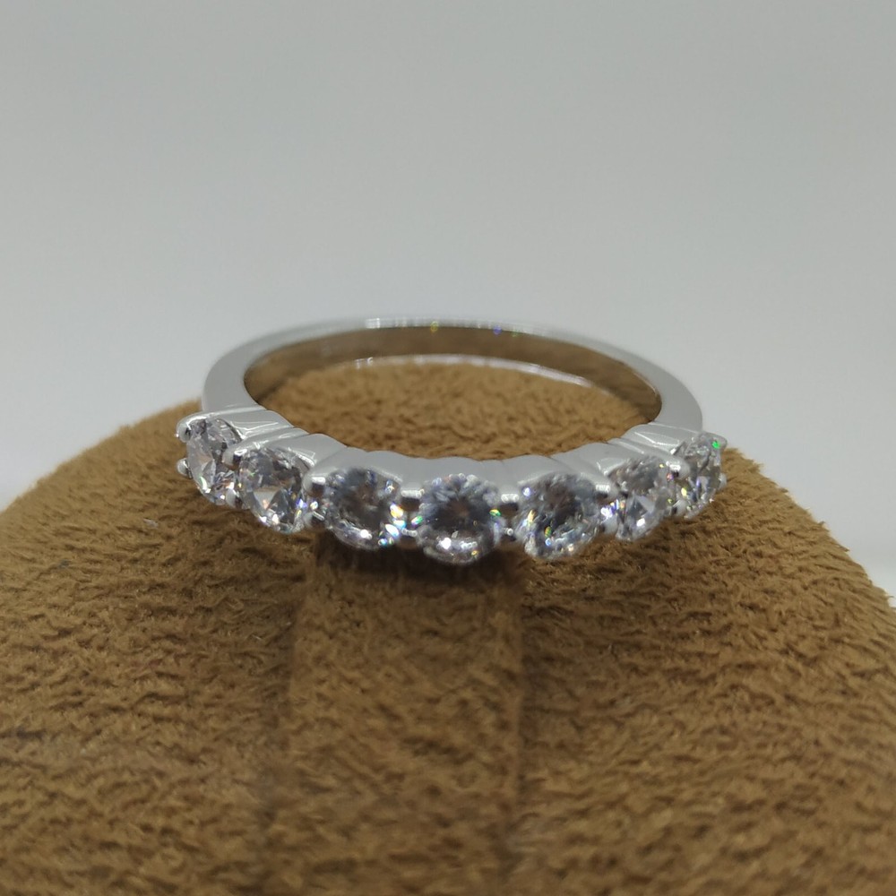 Stunning 925 Sterling Silver Moissanite Half Eternity Stackable Wedding Band
