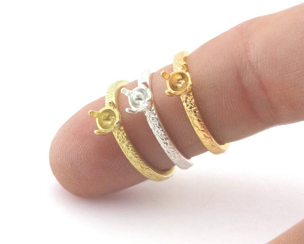 Base Blank Textured Cup SS24 Bezel Adjustable Silver - gold - raw brass 4305