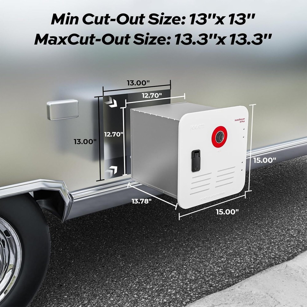 RV Tankless Water Heater Propane Gas 55,000BTU With 15 x 15 inches White Door