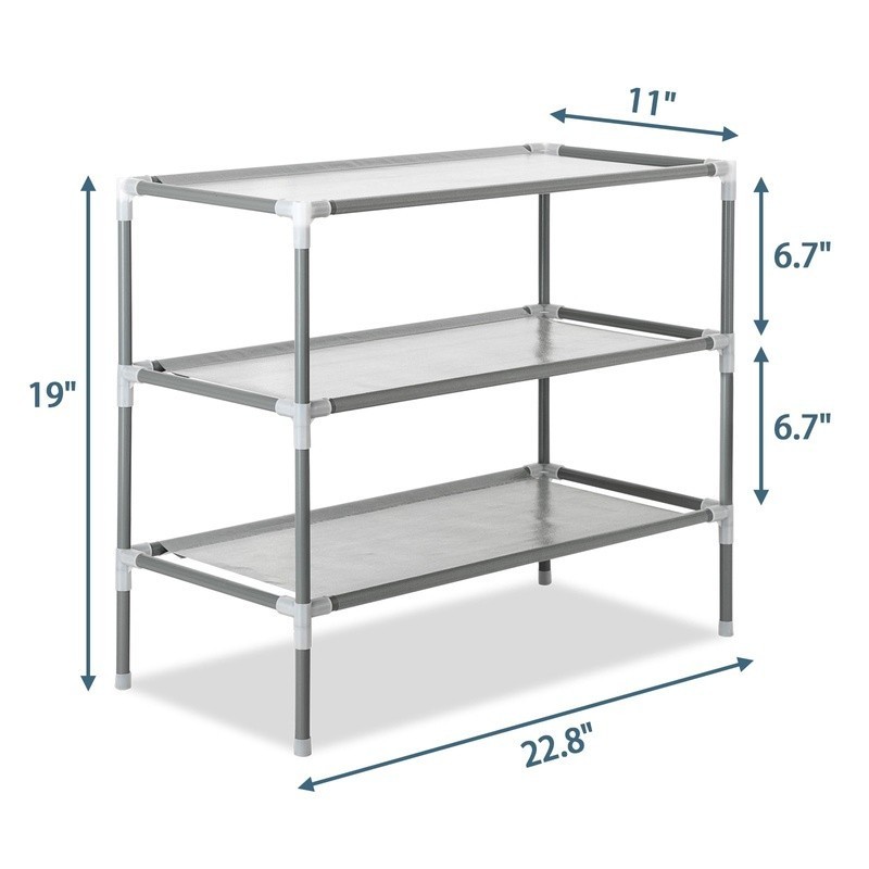 3 Tier Shoe Rack Compact Non-woven Fabric Organizer Stackable Storage Solution