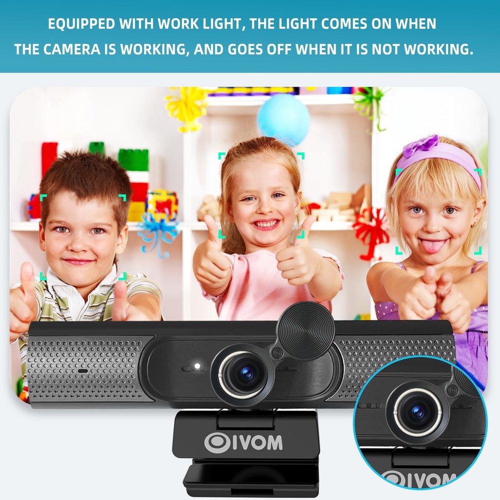 Webcam with Microphone and Speaker, 1080P Web Camera for Desktop Computer Lap...