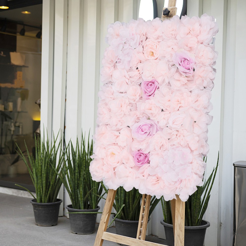 4Pcs Artificial Flower Wall Panel Backdrop Wedding Party Background Venue Decor
