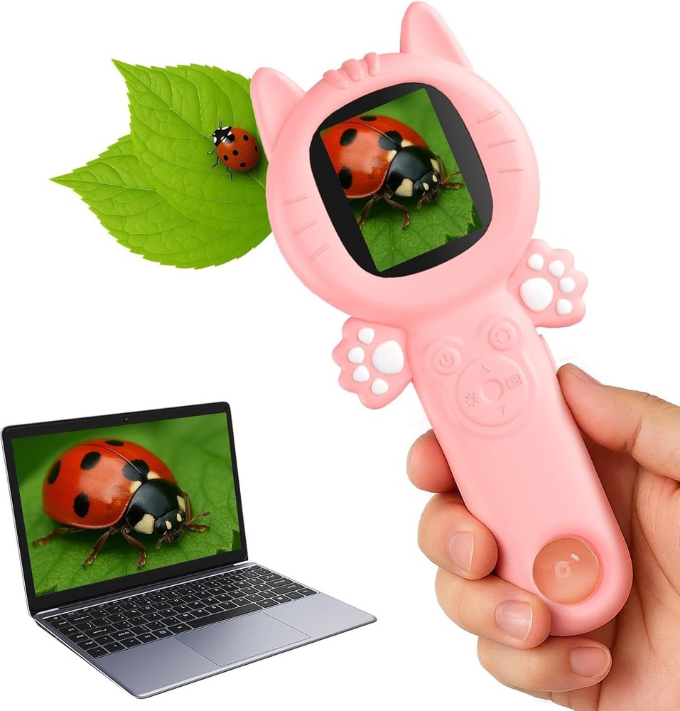 Handheld Digital Microscope, 500X Portable Pocket Mini Microscopes for Kids
