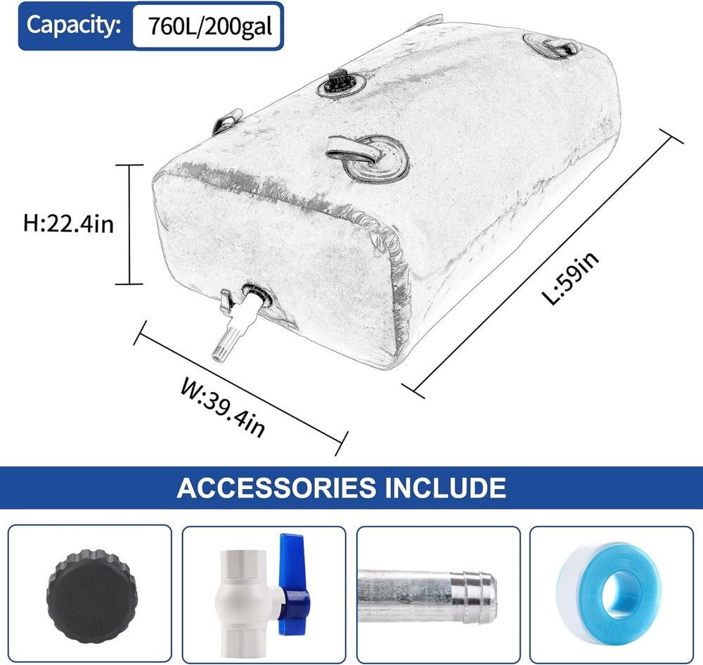 Versatile 200Gal/760L Water Storage Bladder - Durable PVC-Coated Material