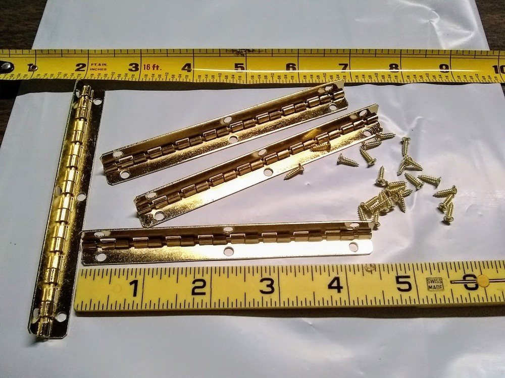 STOP HINGE 4 Brass Plated Hinges Size 4-½" x 3/8" Leaf with screws Mortise Type