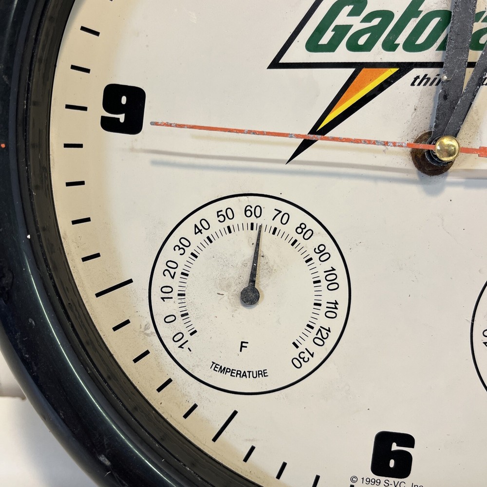 Vintage Gatorade Clock with Thermometer And Humidity Gauge