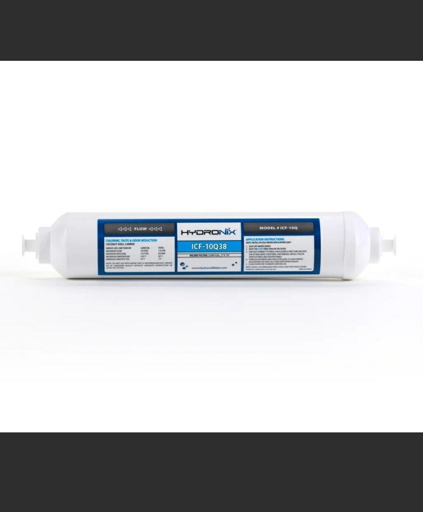 Hydronix ICF-10Q38 Inline Coconut Carbon Water Filter 3/8 Quick Connect