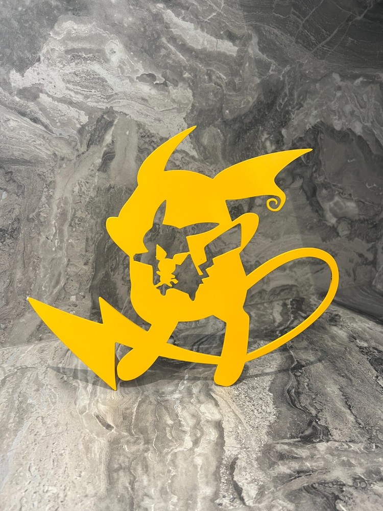 Pikachu evolution -Laser cut steel - powder coated Yellow