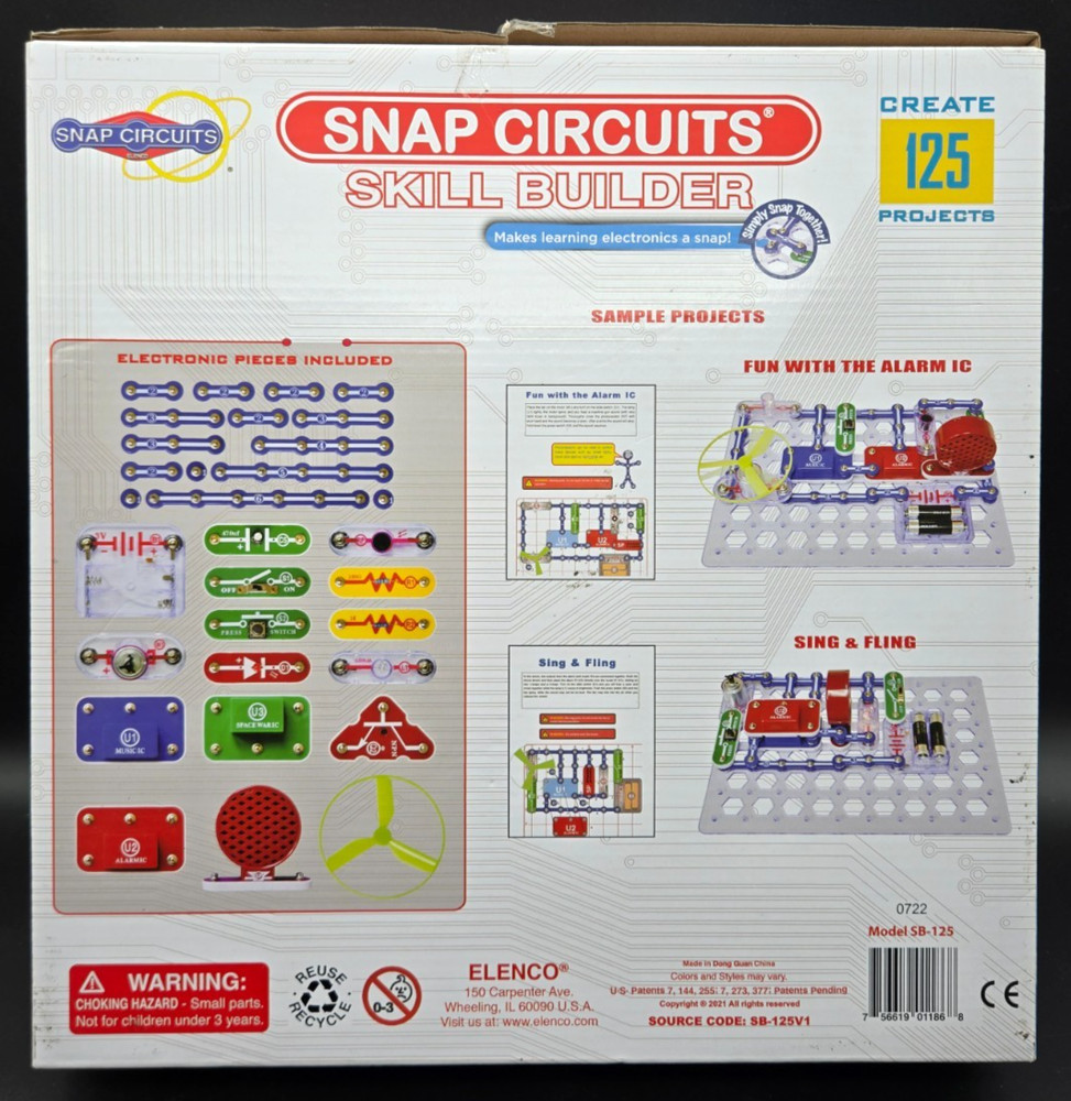 SNAP CIRCUITS Skill Builder 125 Projects Parts New Open Box Distressed Package