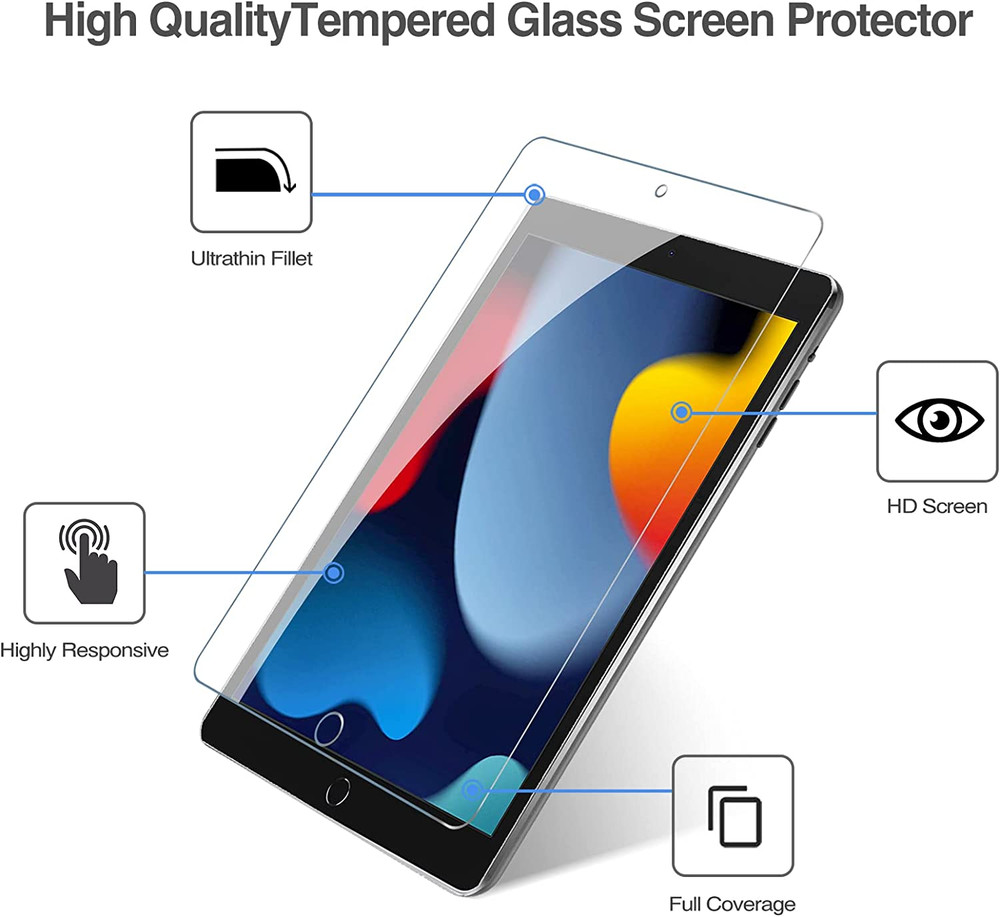 2 Pack Screen Protector for Ipad 9Th 8Th 7Th Generation 10.2 Inch (2021/2020/201