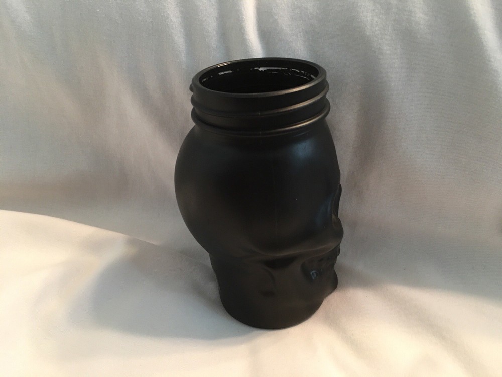= 6'' BLACK GLASS SKULL JAR
