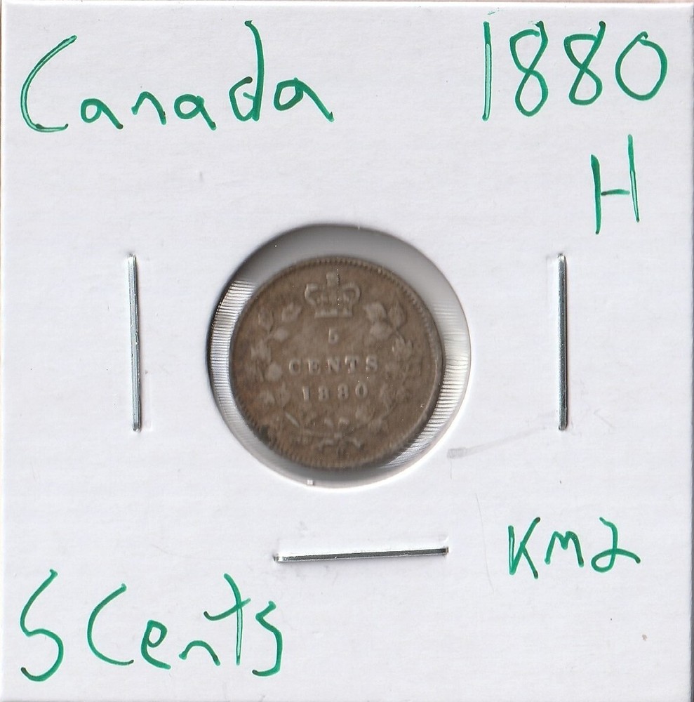 Coin Canada 5 Cents 1880 H KM2, silver