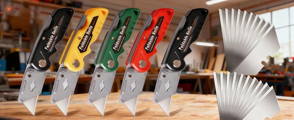 Heavy Duty Folding Box Cutter Set Replacement Blades, Profal Utility