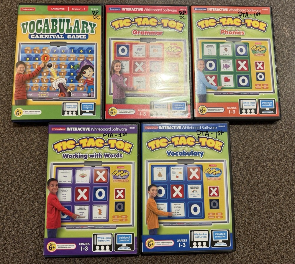 Lot 5 Lakeshore Interactive Educational Games Lot PC/Mac CD Rom Elementary 1 - 3