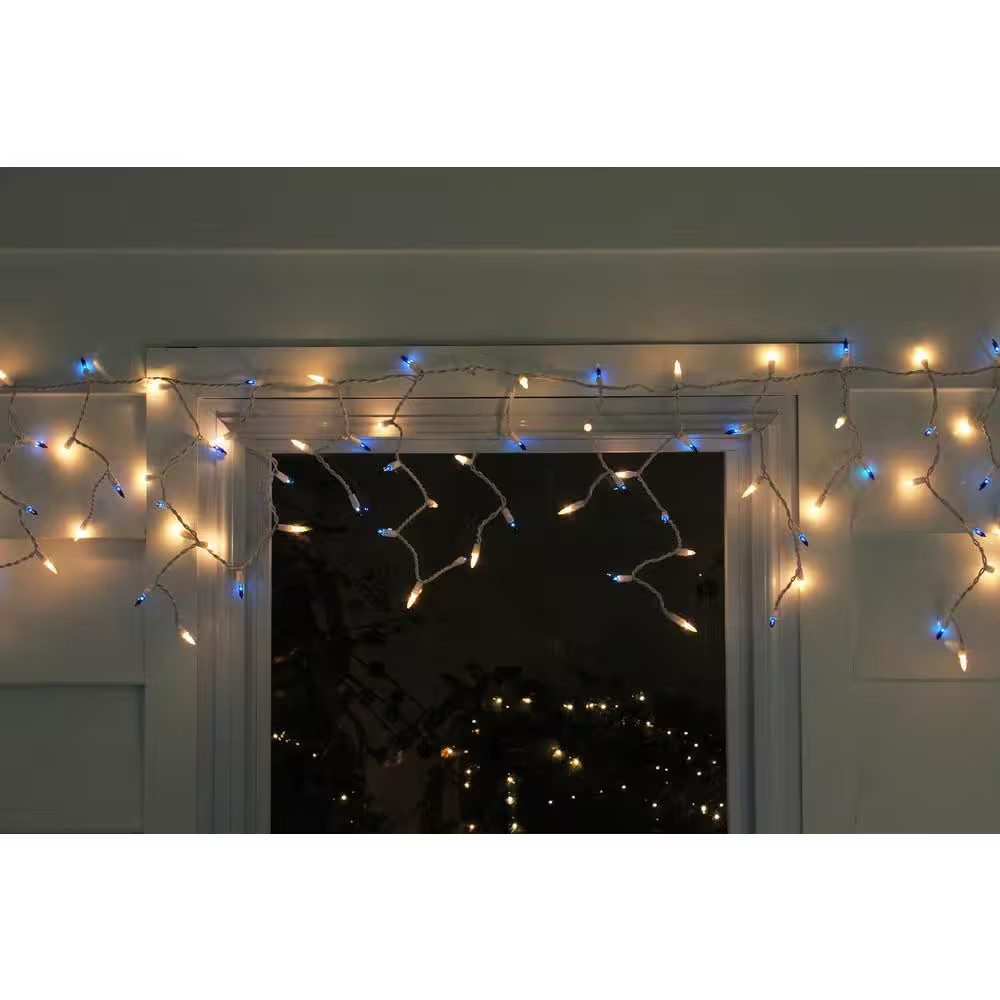 7 Ft. 100-Light Blue and Clear Mini Icicle Lights