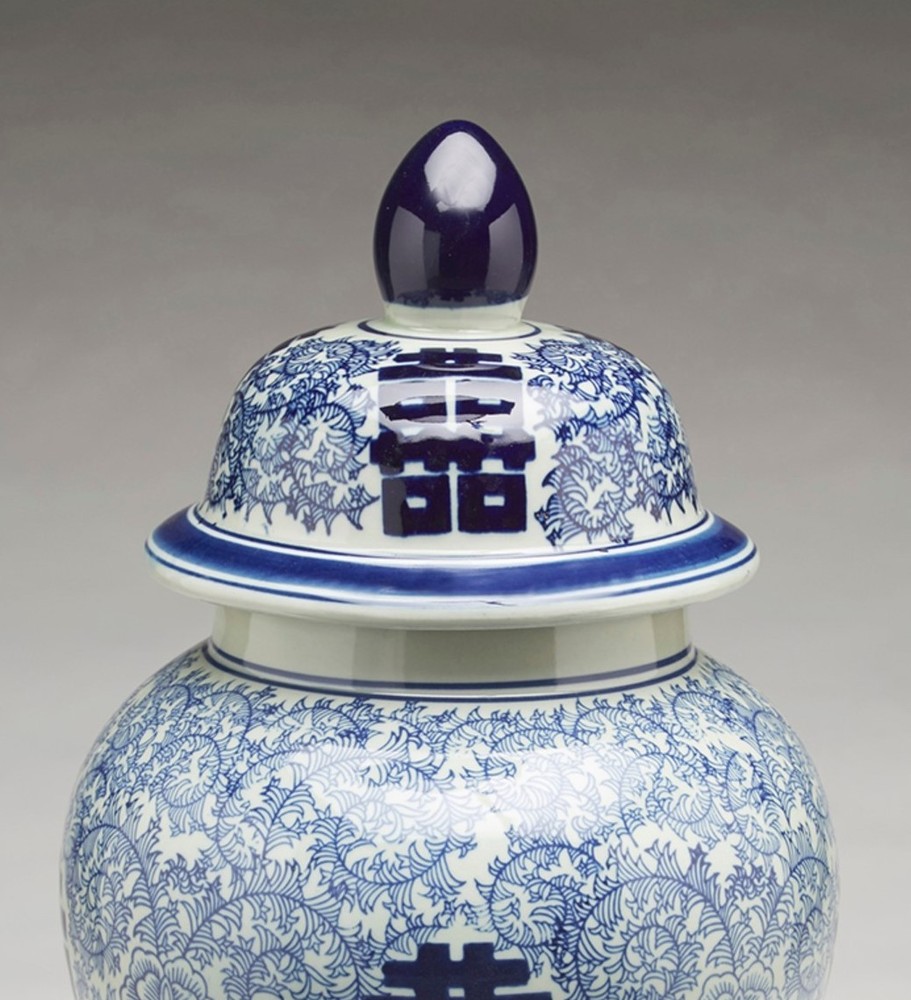 AA Importing 59759 18 Inch Blue & White Ginger Jar