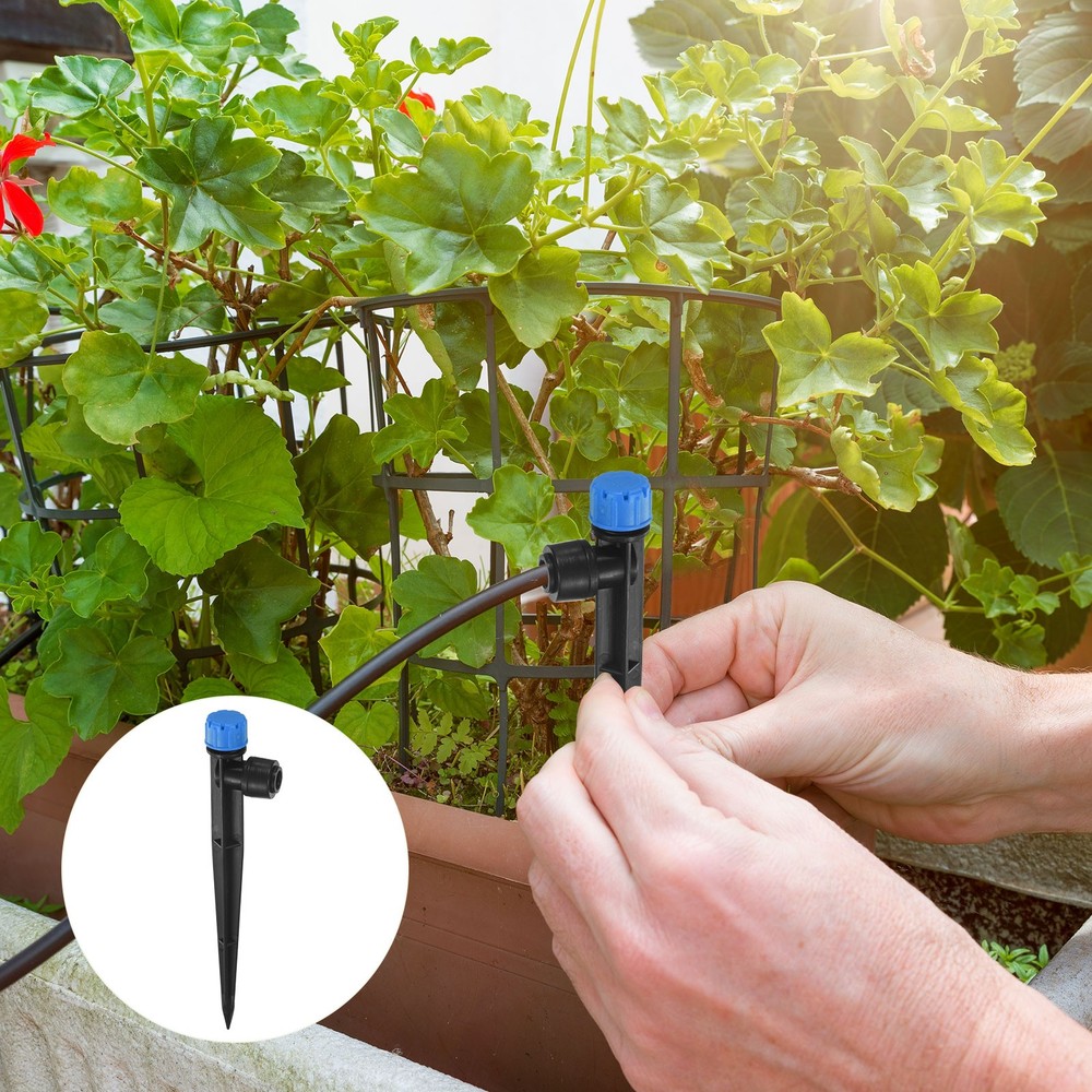 25-Pack Drip Irrigation Emitters, Adjustable 360 Degree 8 Holes, Blue