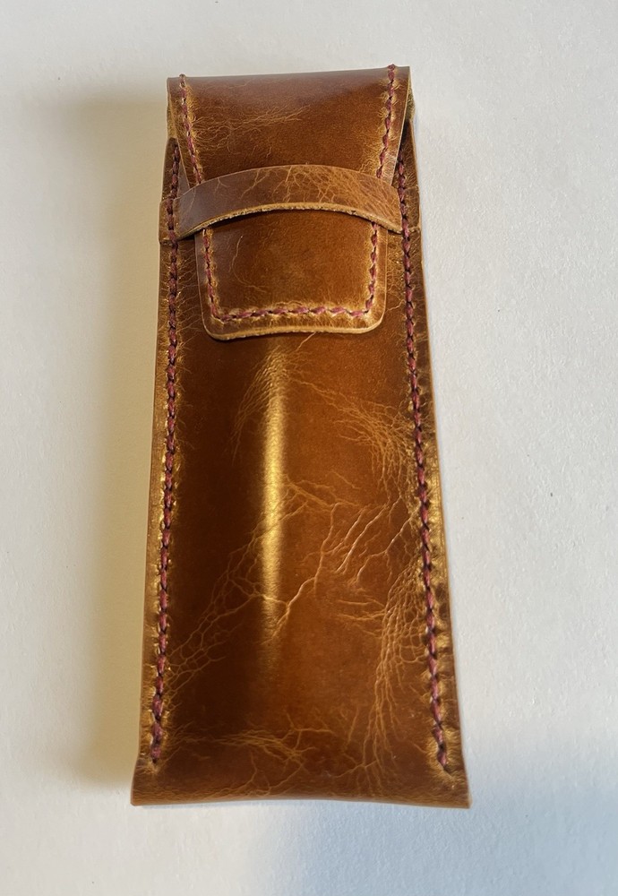Brown Leather Handmade Pen Case Holder