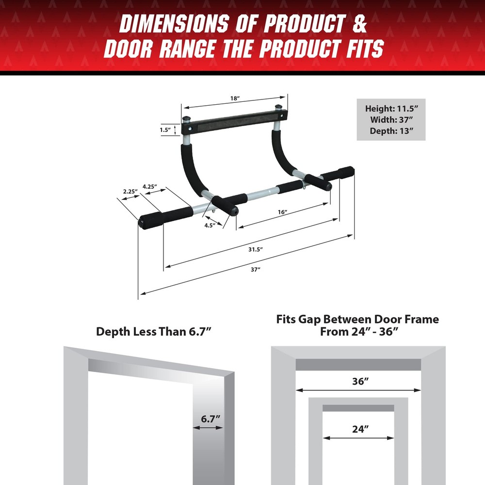 Pull Up Bars - Total Upper Body Workout Bar for Doorway, Adjustable Width Loc...