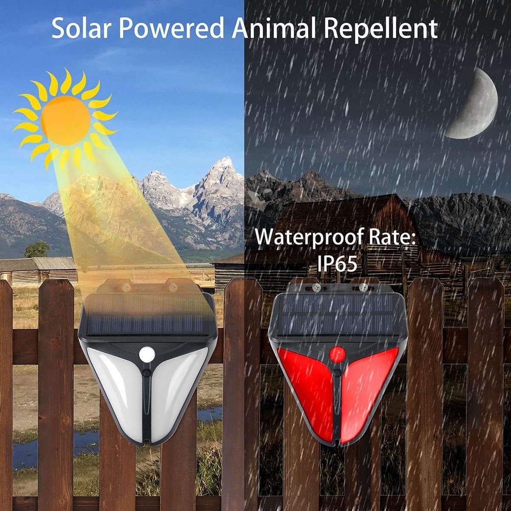 1/2PCS Solar Alarm LED Light with Strobe Light Motion Sensor Detector Wireless