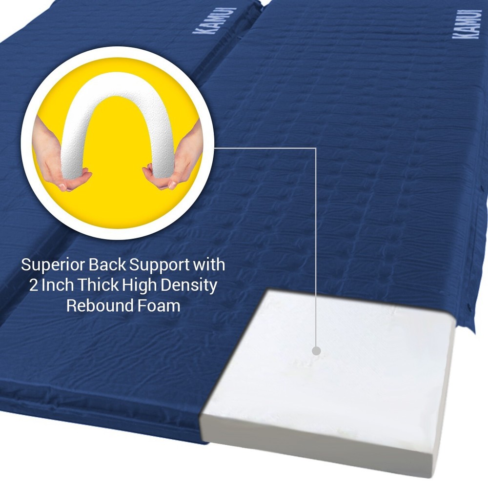 KAMUI Self-Inflating Sleeping Pad - 2 Inch/5cm Thick Foam Connectable Mat (BLUE)