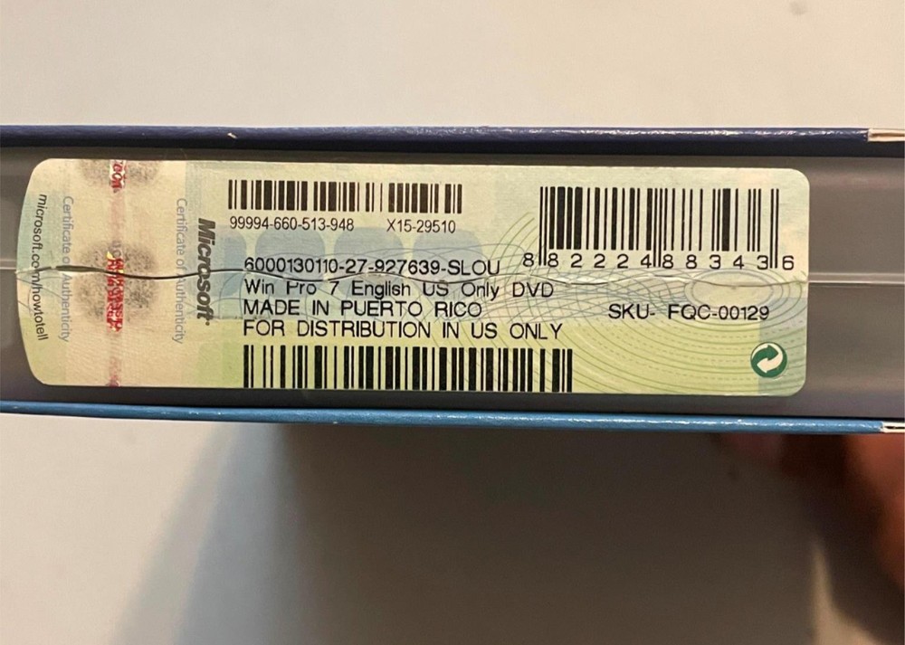 Microsoft Windows 7 Professional Full 32 & 64 bit DVD MS WIN PRO Open Box