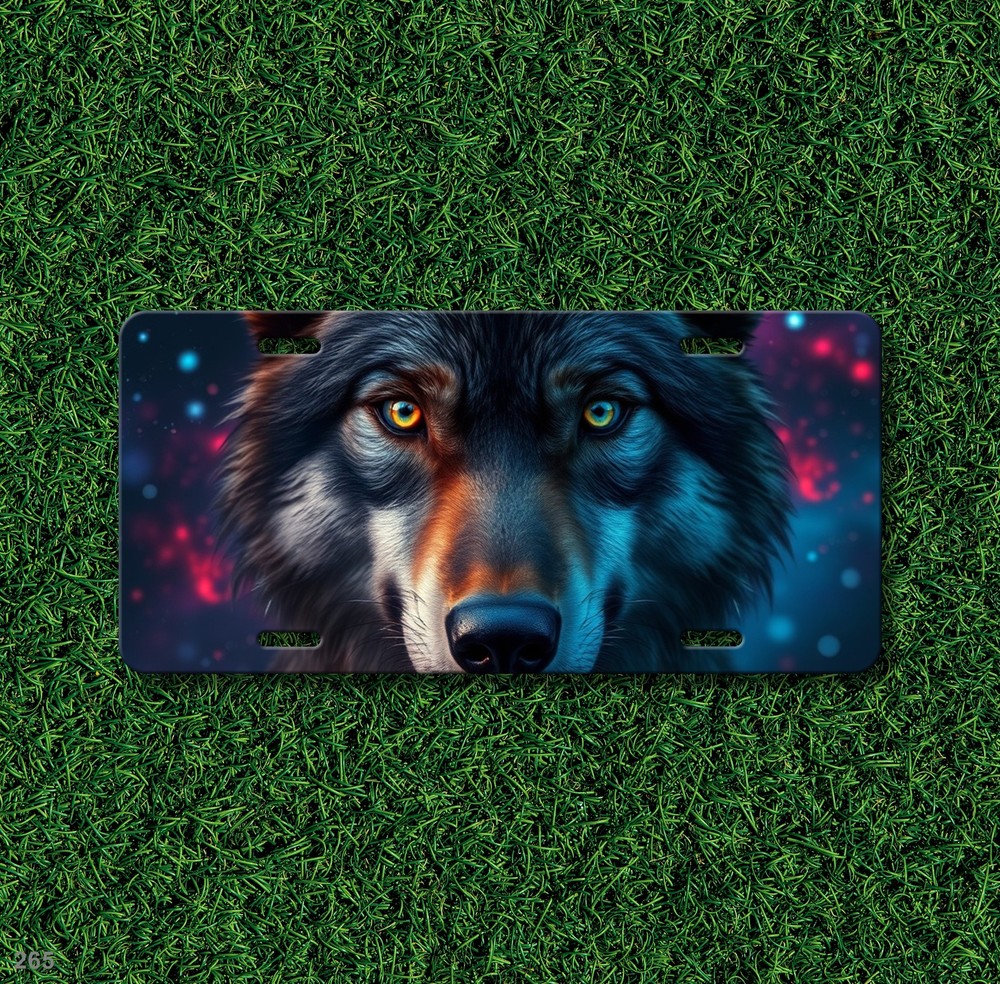 Beautiful Wolf License Plate Optional Text Front Plate Unique Gift