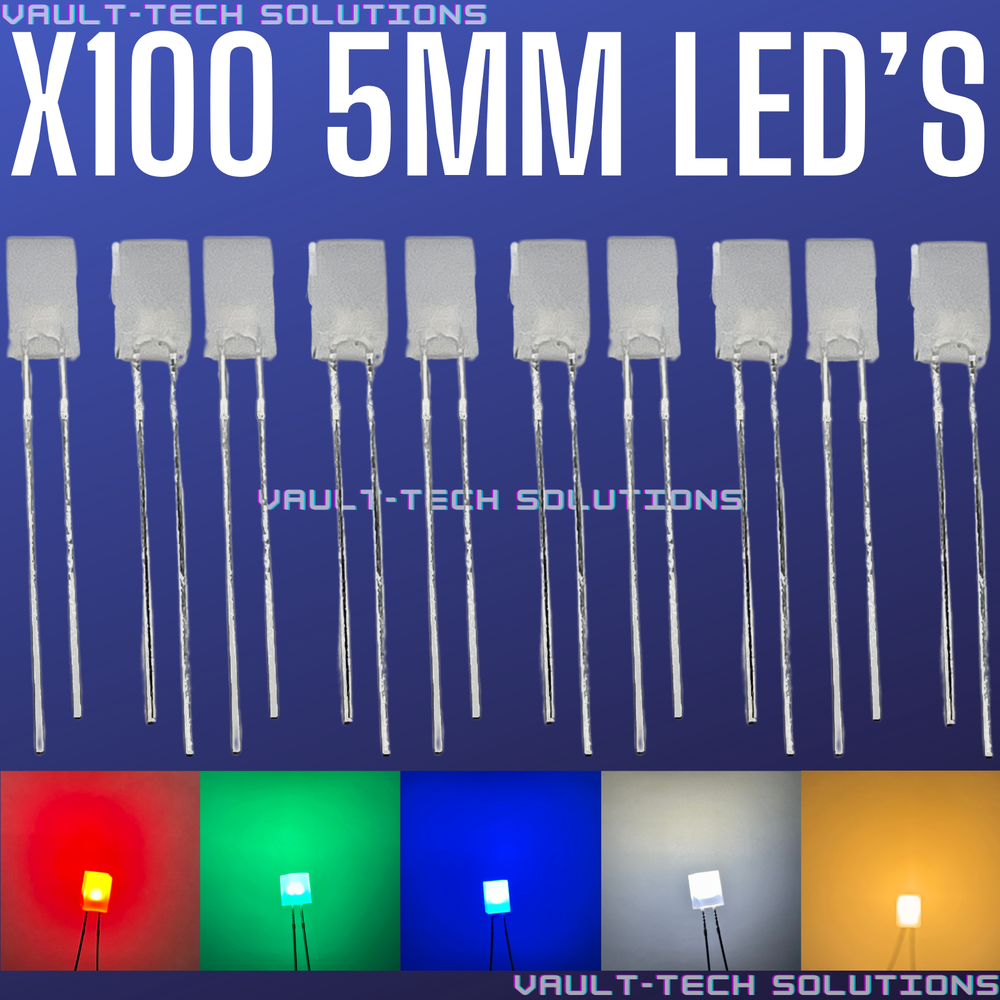 12 Volt Red Green Blue White 5mm LED GM Dash Switches Bulb Replacements 100ct pc