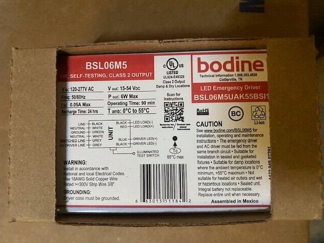 Philips Bodine BSL06M5UAK55BSI1 Constant Current 6W Class 2 Emergency LED Driver