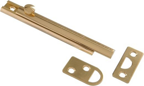 Hillman Solid Brass Surface Bolt 852250 Bright Brass 4" Hardware Essentials Lock
