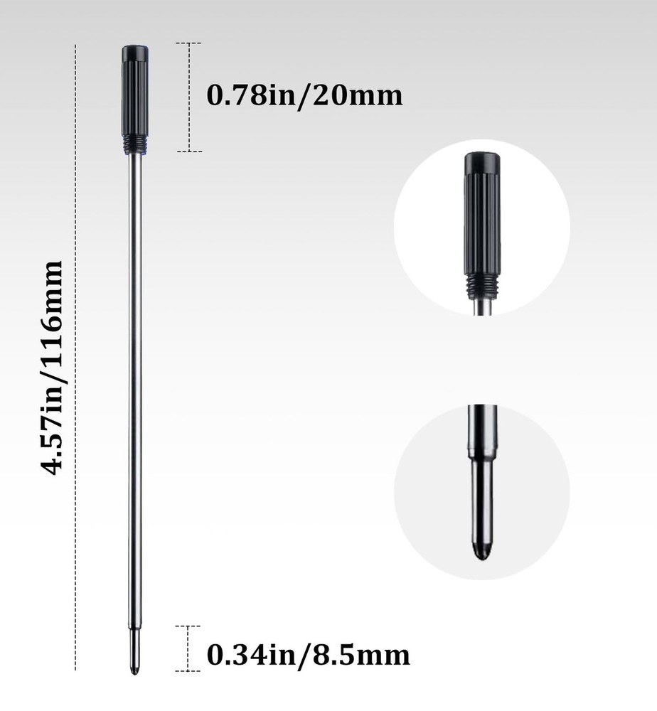 Black Ink Refills (10pcs), Replaceable Pens Refills, 1mm Medium Tip - Black