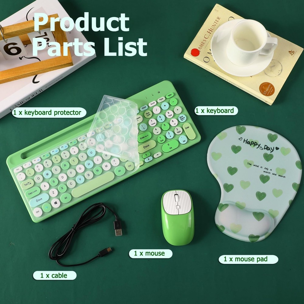 Bluetooth Keyboard and Mouse Wireless, Multi-Device Rechargeable Keyboard and...