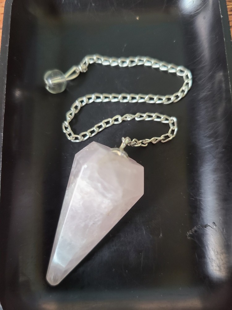 Rose Quartz Faceted Cone Crystal Dowsing Pendulum Divination Tool