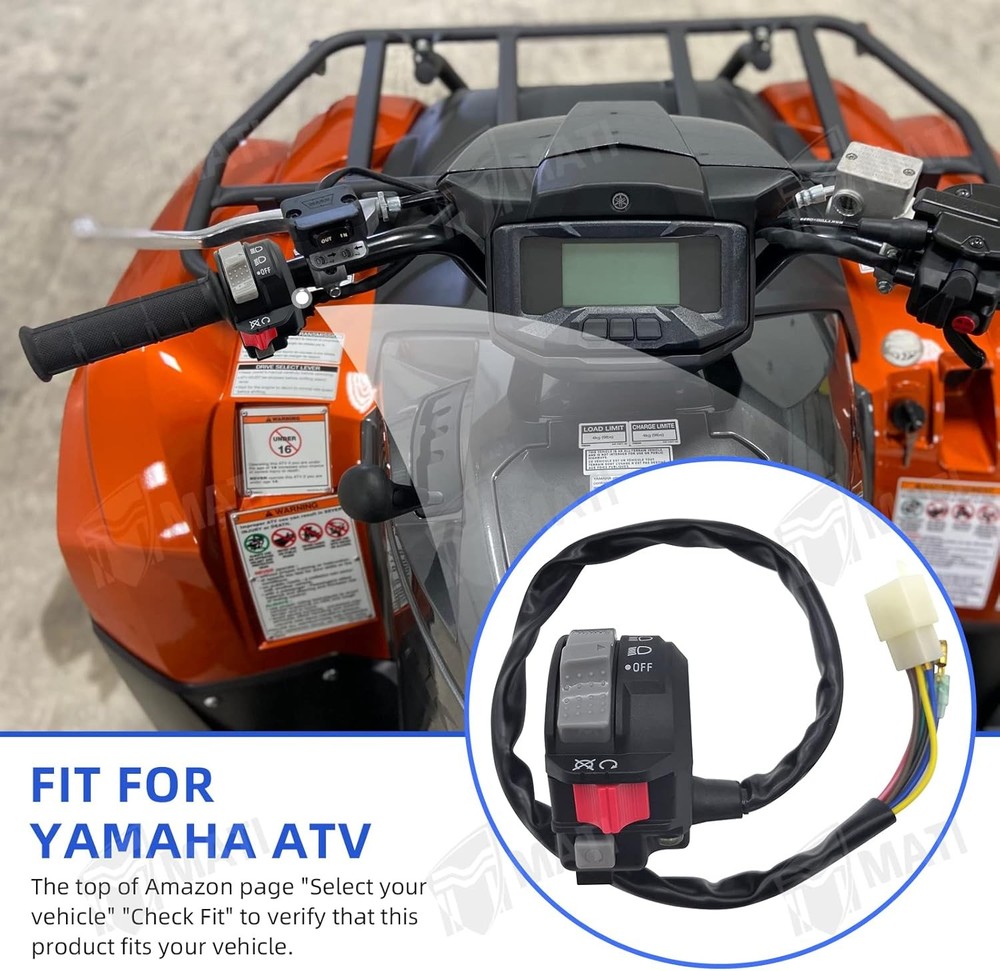 Left Handlebar Control Engine Start Run Off Headlight Switch for Yamaha ATV