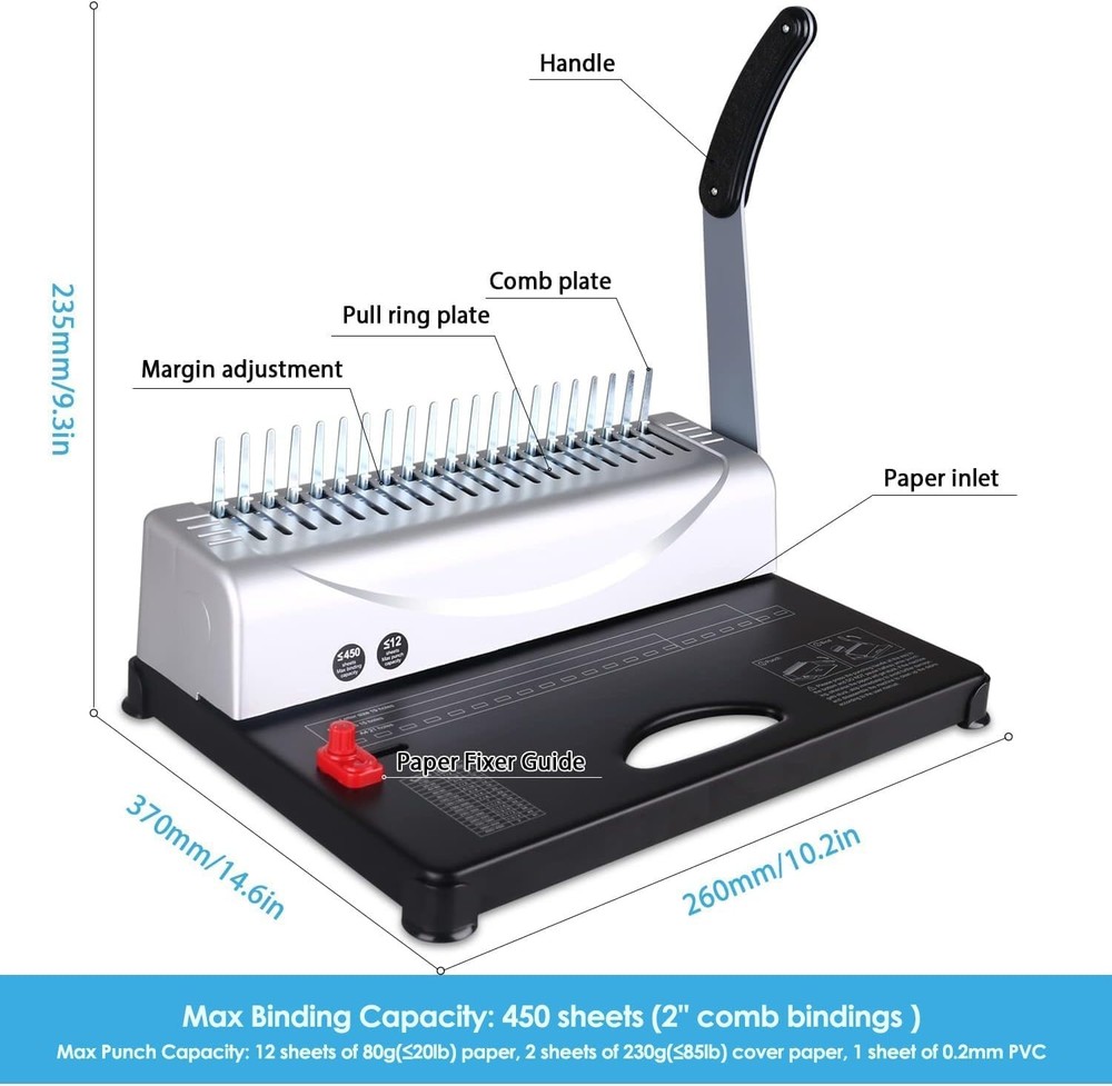 21-Hole Comb Binder with 400 Sheet Binding Capacity