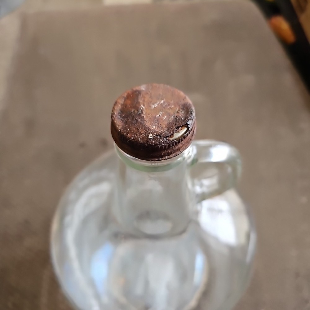 Vintage Finger Loop Clear Glass Jug Empty, One Gallon Jar Cap