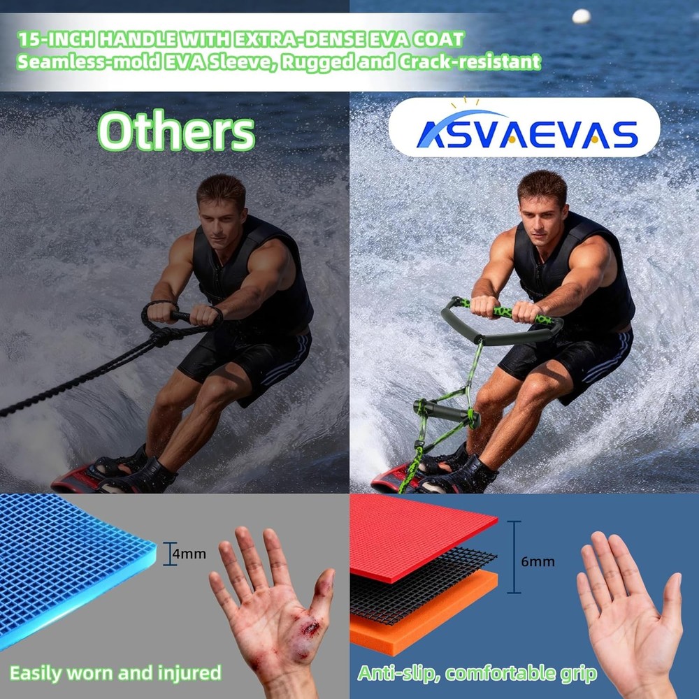 75FT Wakeboard Rope with Handle, Adjustable 4 Sections Water Ski Rope Kit