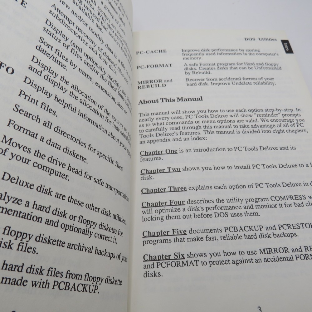 Vintage PC Tools Deluxe Central Point Software -Hard Disk Back Up Manual Only