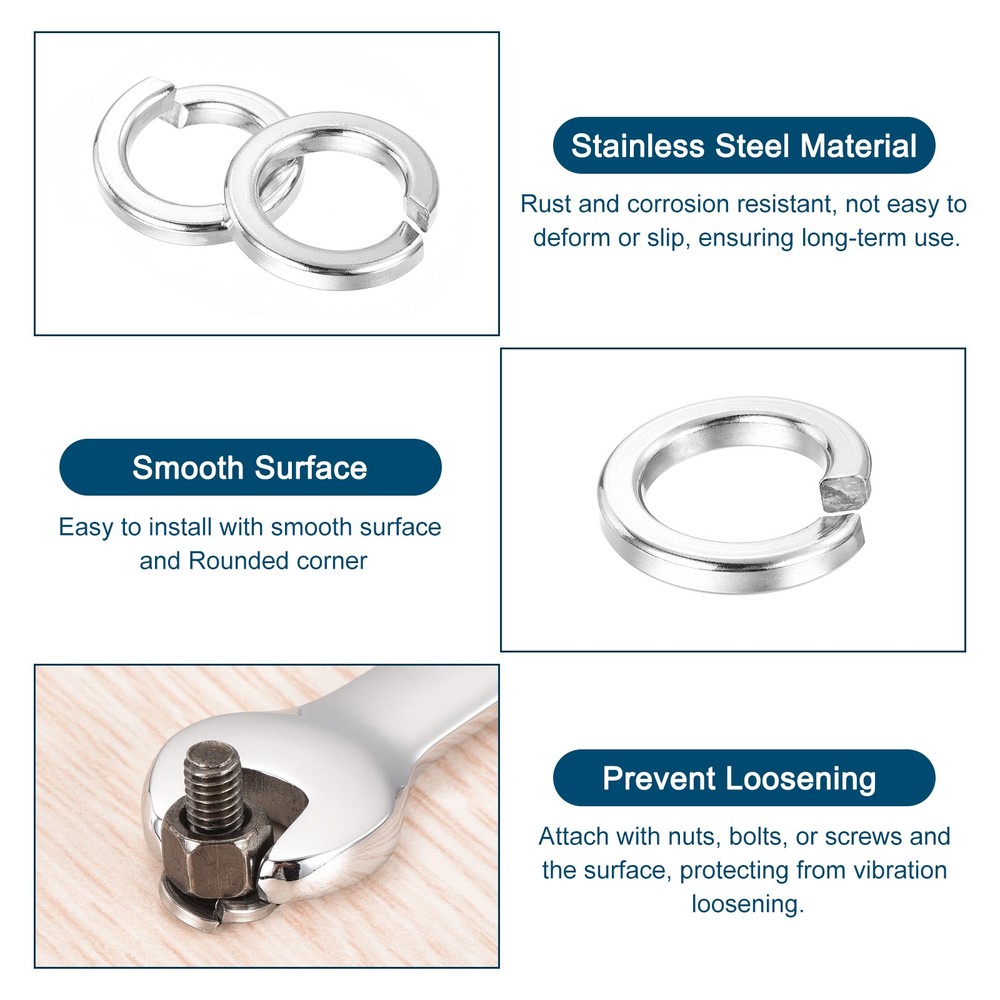 M16 Split Lock Washer, 30Pcs 304 Stainless Steel Spring Lock Washers