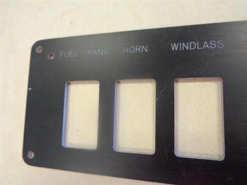 BLANK SWITCH / INDICATOR LIGHT PANEL BLACK PLASTIC 6 3/8" X 3" MARINE BOAT