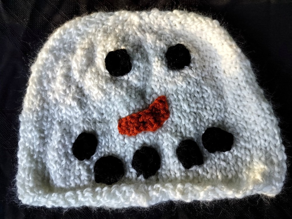 Hand knitted snowman hat