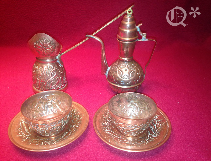 Vintage Incuse Copper Coffee Set Turkish