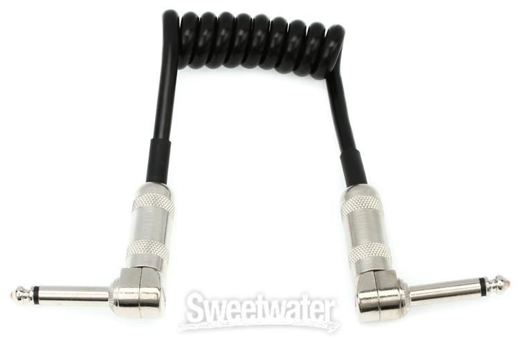 Lava Cable Mini Coil Instrument Cable 6" Angled-Angled - Black
