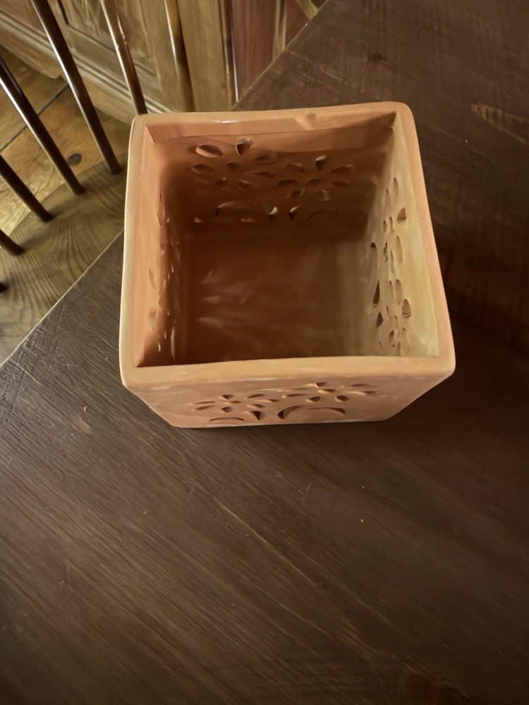 Terracotta Ceramic Square Tea light/ Small Candle Holder