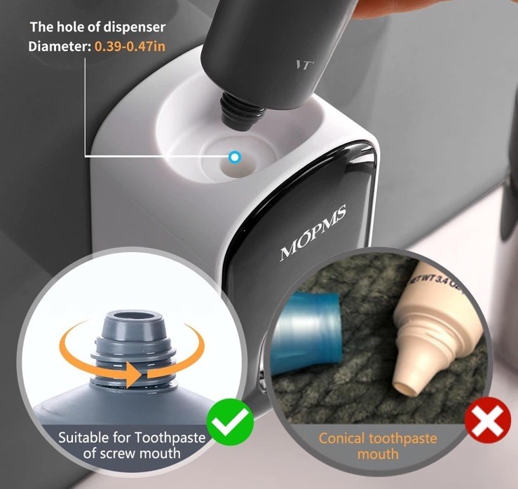 MOPMS Toothpaste Dispenser Wall Mounted for Bathroom Automatic Gray